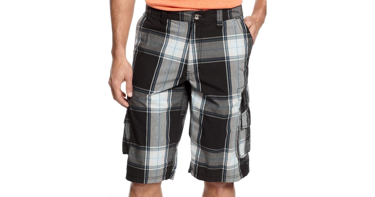 Weerkaatsing melk wit steekpenningen INC International Concepts Freedom Plaid Cargo Shorts in Black for Men |  Lyst