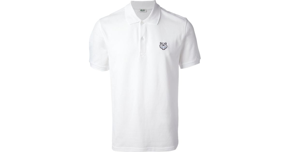 KENZO Logo Print Polo Shirt in White for Men | Lyst