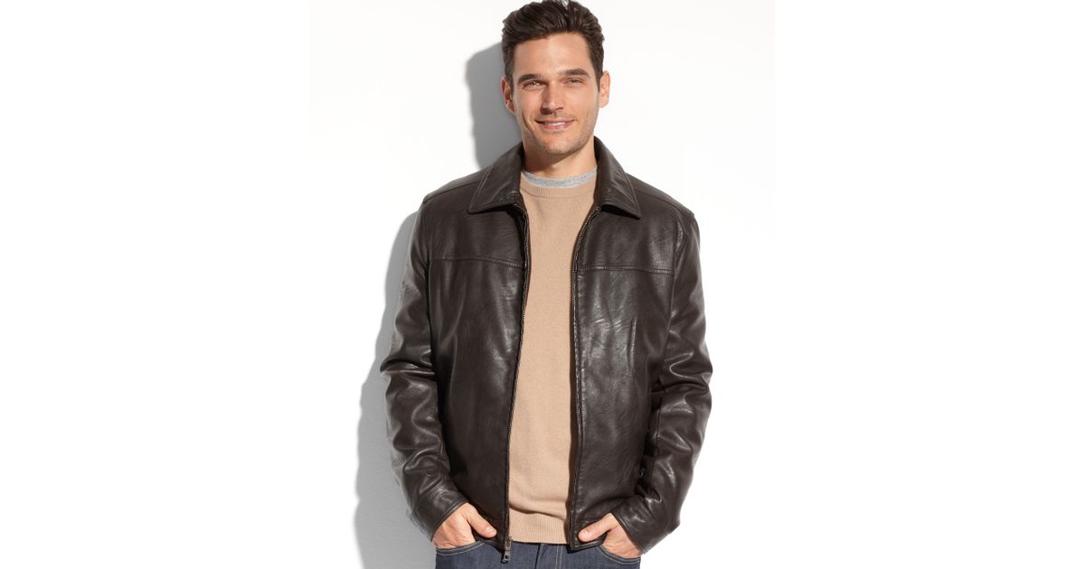 Tommy Hilfiger Faux Leather Jacket in Brown for Men - Lyst