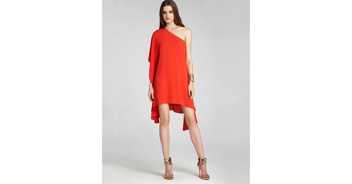 one shoulder batwing dress