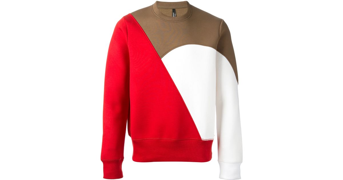 Neil Barrett Colour Block Sweatshirt in Red for Men - Lyst