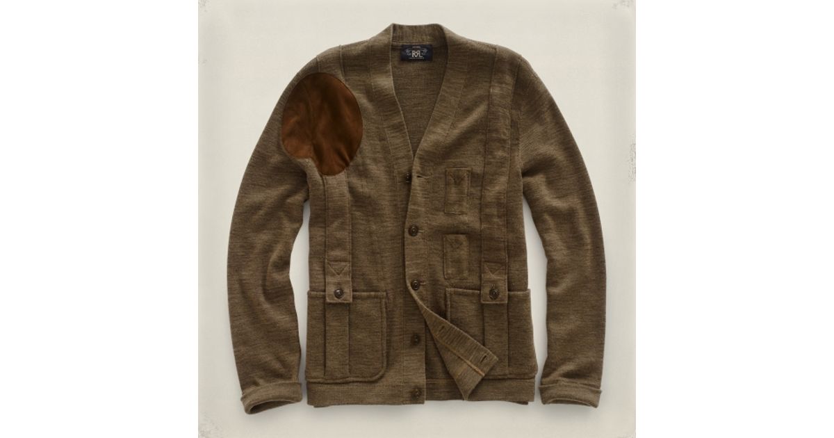 Lyst - Rrl Suede-gun-patch Cardigan in Natural for Men