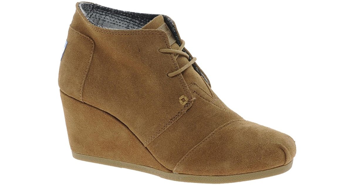 TOMS Suede Wedge Ankle Boots in Tan (Brown) - Lyst