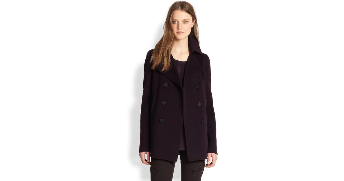 Vince Womens Double-Breasted Wool-Blend Coat Black S
