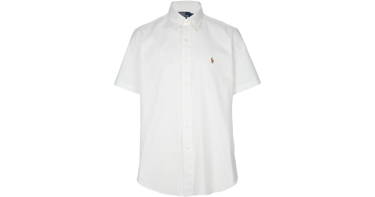 Polo Ralph Lauren Short Sleeved Shirt in White for Men - Lyst
