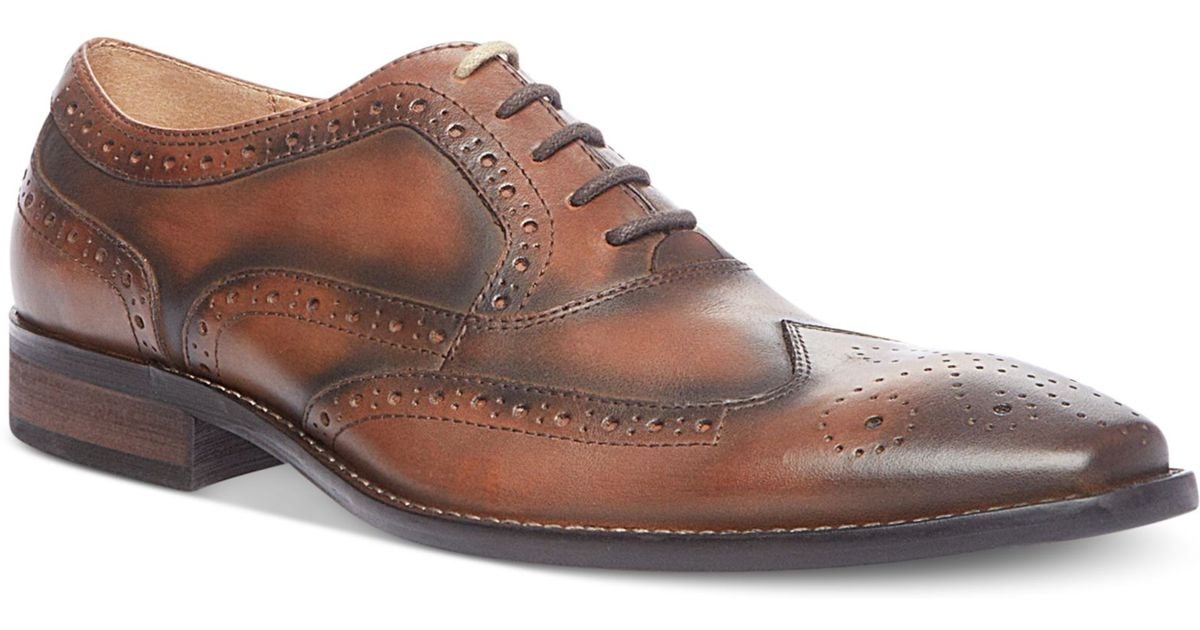 Steve Madden Persistt Wingtip Lace Oxfords in Dark Tan (Brown) for Men ...