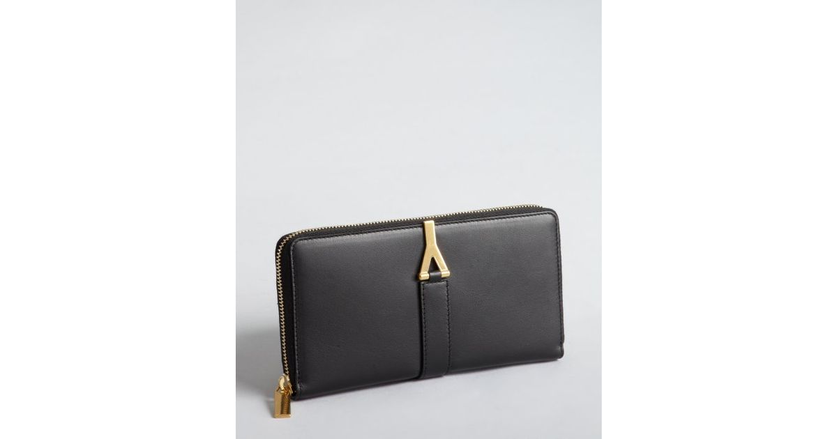 ysl inspired shoes - Saint laurent Black Leather Ybuckle Strapped Zip Continental ...