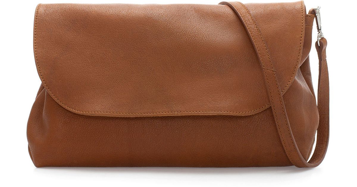 Zara Soft Leather Messenger Bag in Brown Lyst