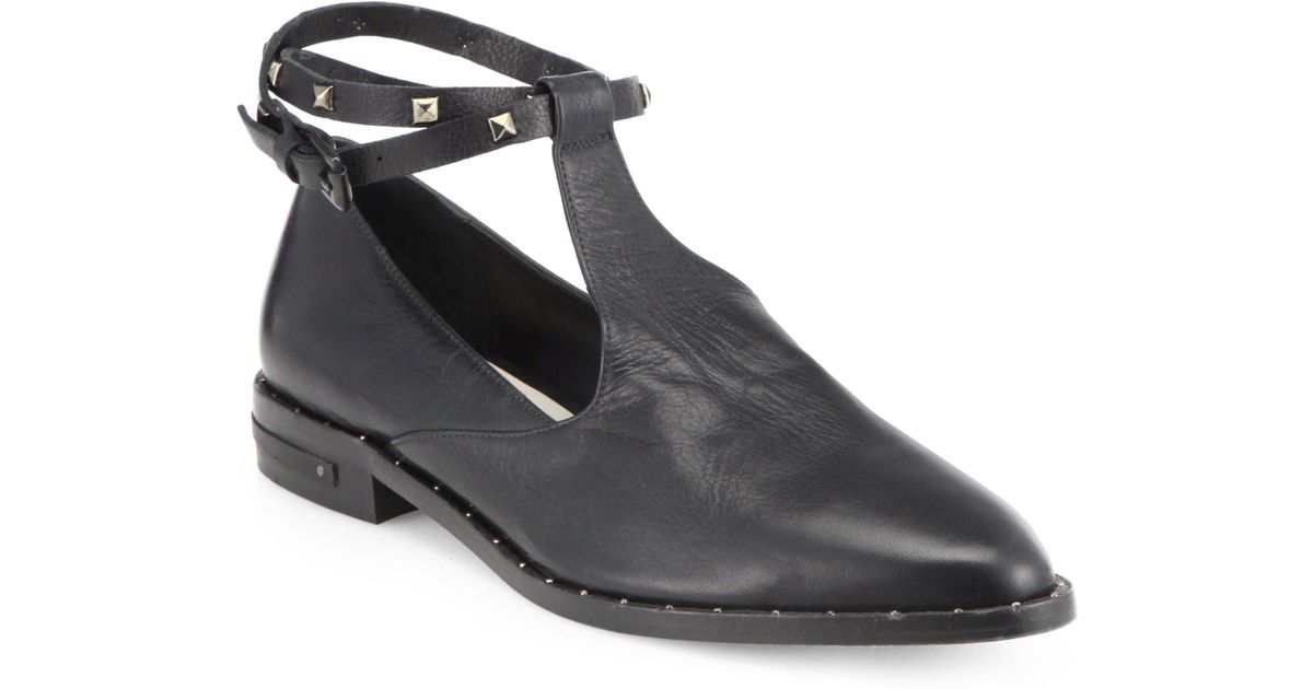 ankle strap leather loafers