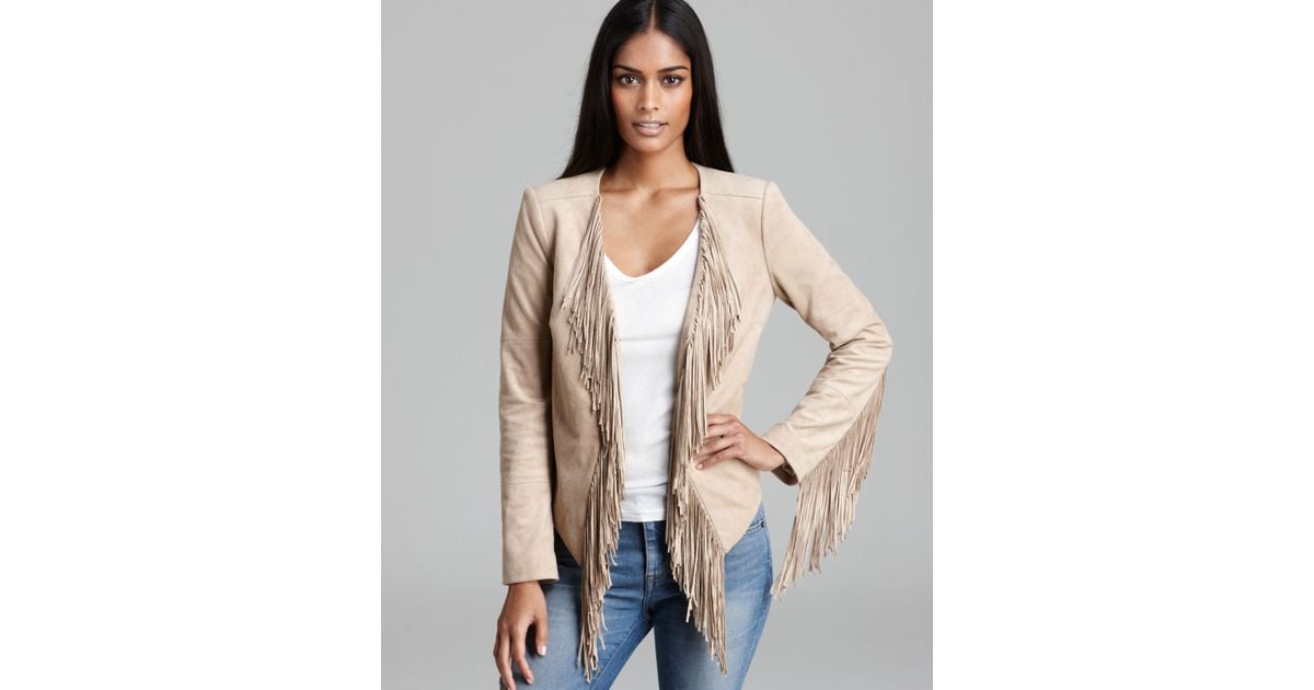 Guess Jacket Faux Suede Pretty Paisley Fringe in Natural Lyst