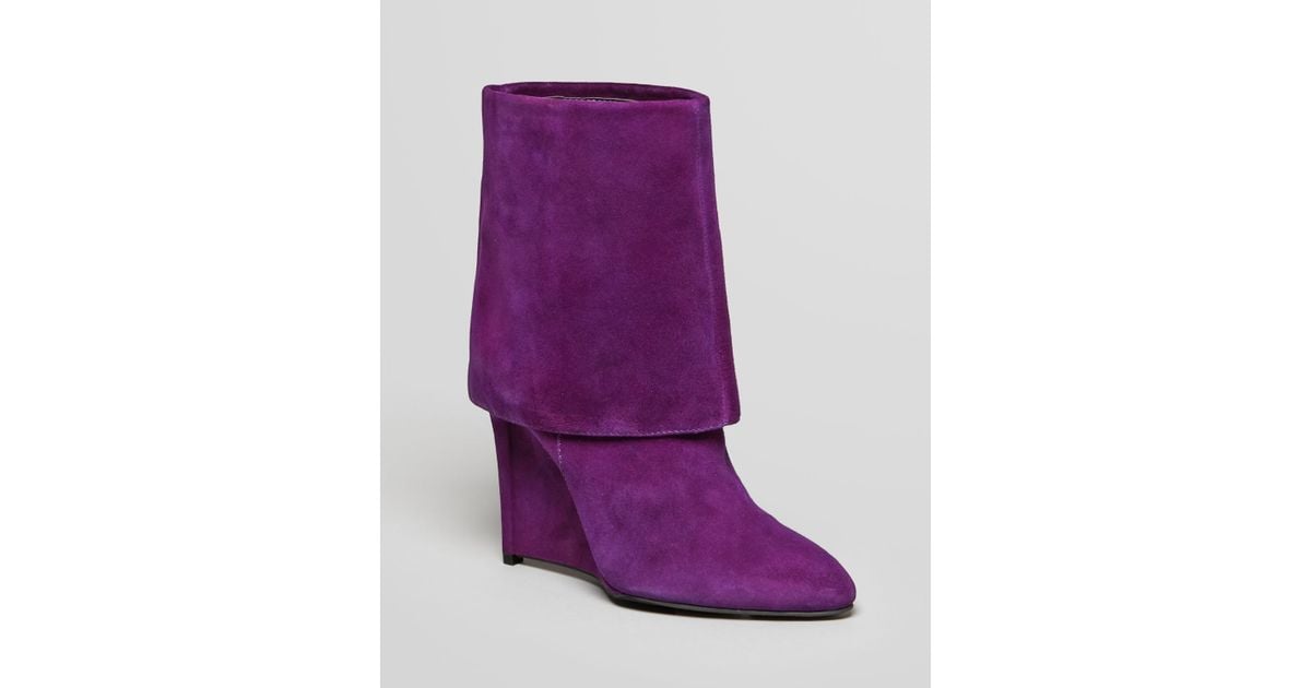 purple wedge boots