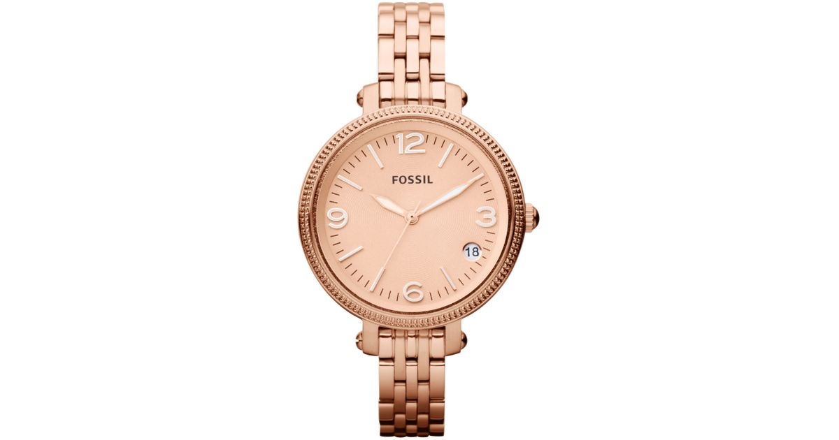 Fossil Metallic Womens Heather Rose Goldtone Stainless Steel Bracelet 34mm