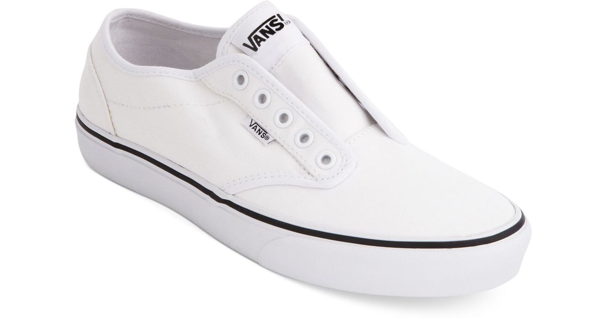 Vans Atwood Laceless Sneakers in White/White (White) for Men | Lyst