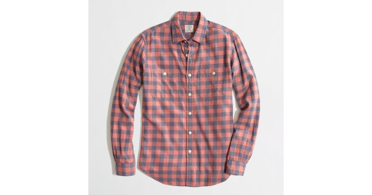 J.Crew Factory Flannel Workshirt in Plaid in Red for Men Lyst