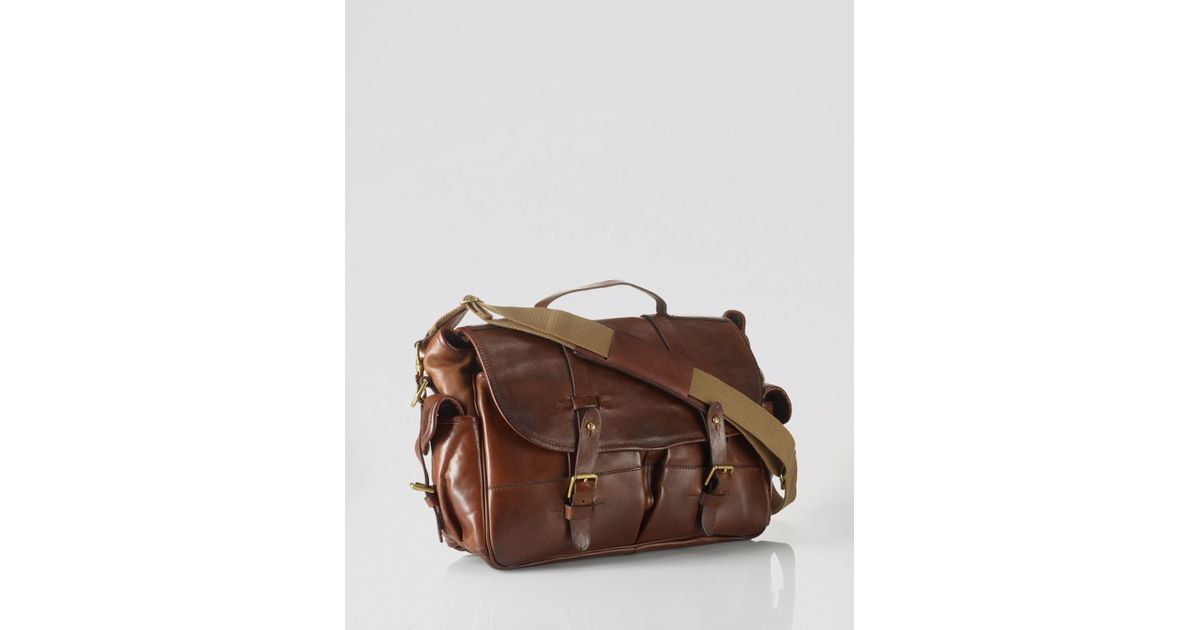 Ralph Lauren Polo Leather Messenger Bag in Brown for Men - Lyst