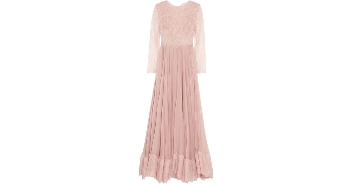 Valentino Lace And Silk Gown in Pink | Lyst