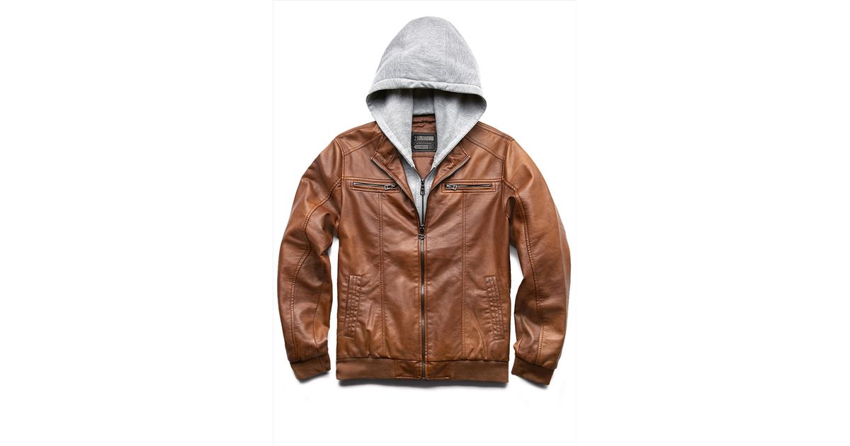 Forever 21 Hooded Faux Leather Jacket in Taupe/Grey (Brown) for Men | Lyst  Canada