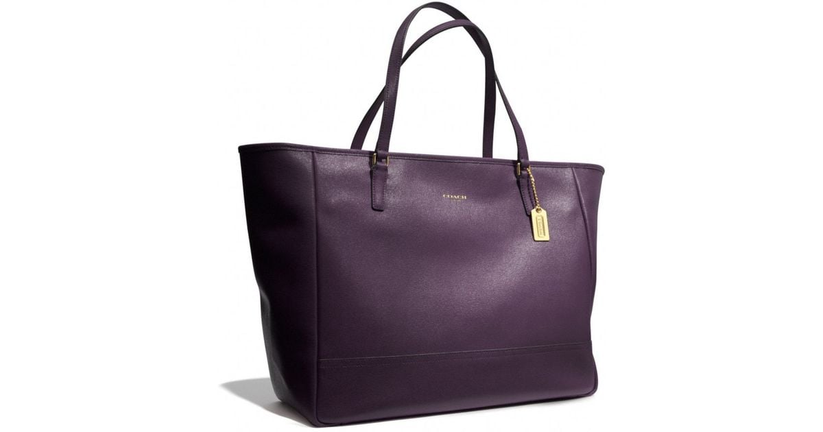 COACH Large City Tote in Saffiano Leather in Purple | Lyst