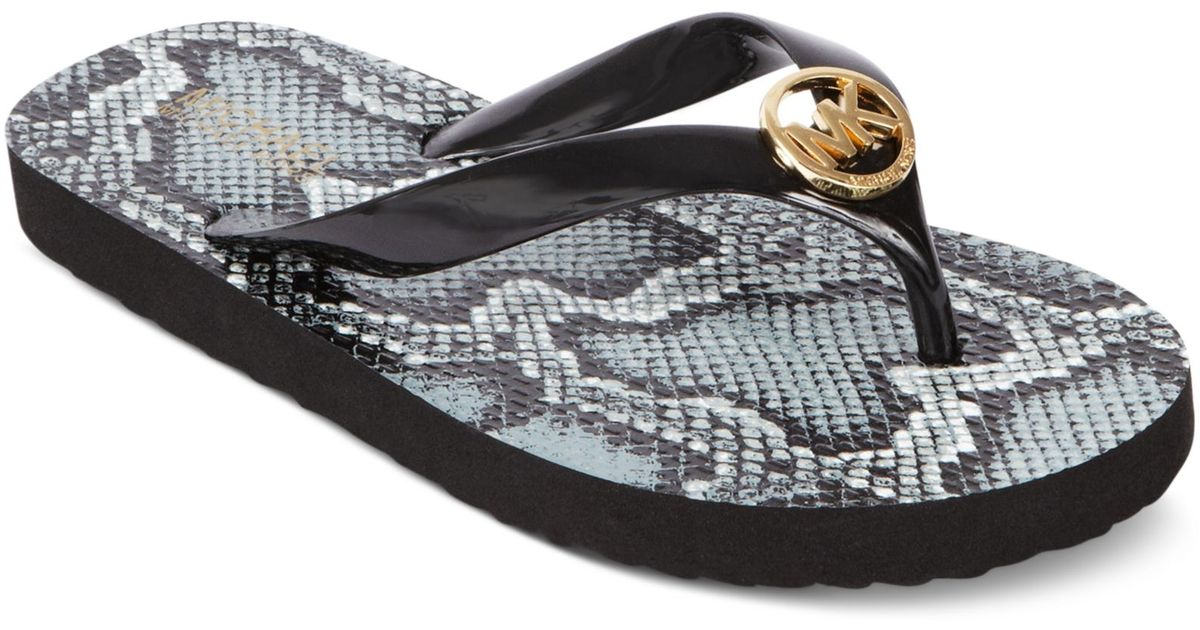 Michael Kors Mk Flip Flops in Black Lyst