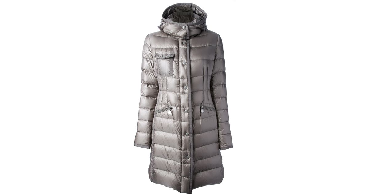 Moncler Hermine Feather Down Coat in Grey (Gray) - Lyst