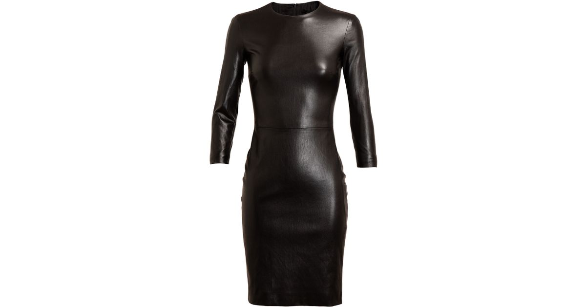 The Row Hentner Leather Pencil Dress in Black | Lyst