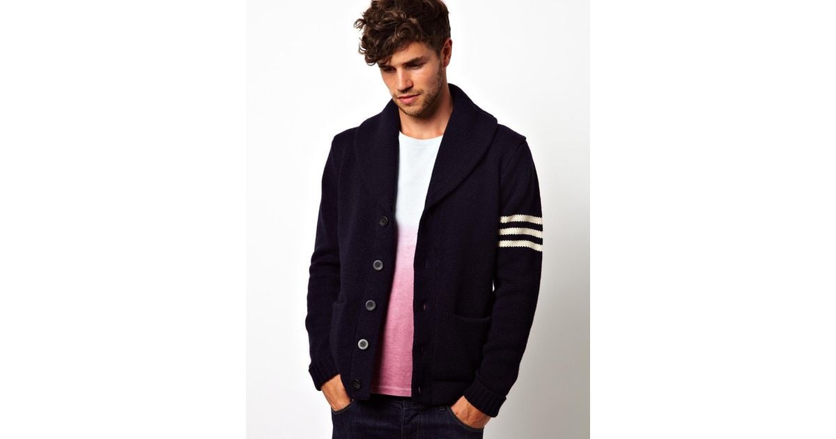 Fred Perry Asos Varsity Cardigan in Blue for Men Lyst
