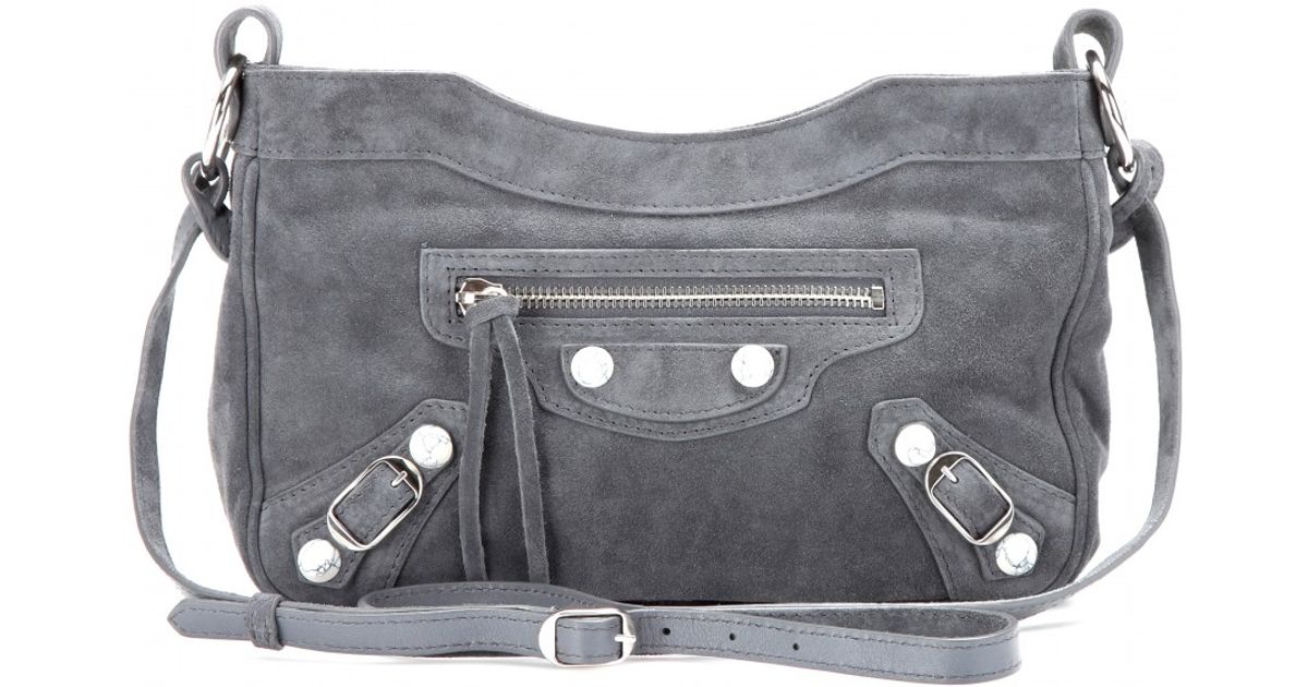 Balenciaga Classic Hip Suede Shoulder Bag in Gray - Lyst