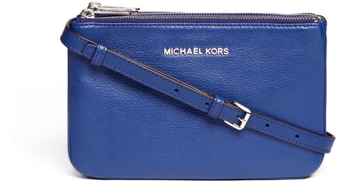 Michael Kors Bedford Gusset Leather Crossbody Bag in Blue Lyst