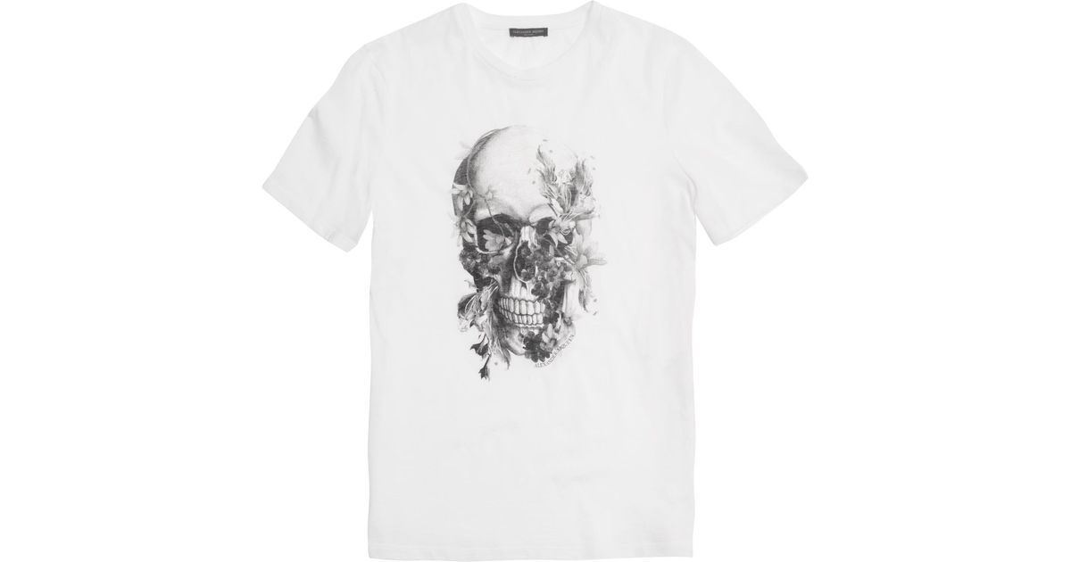 alexander mcqueen floral skull t shirt