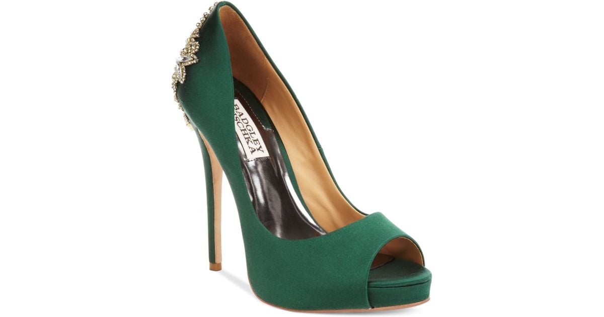 badgley mischka emerald green shoes