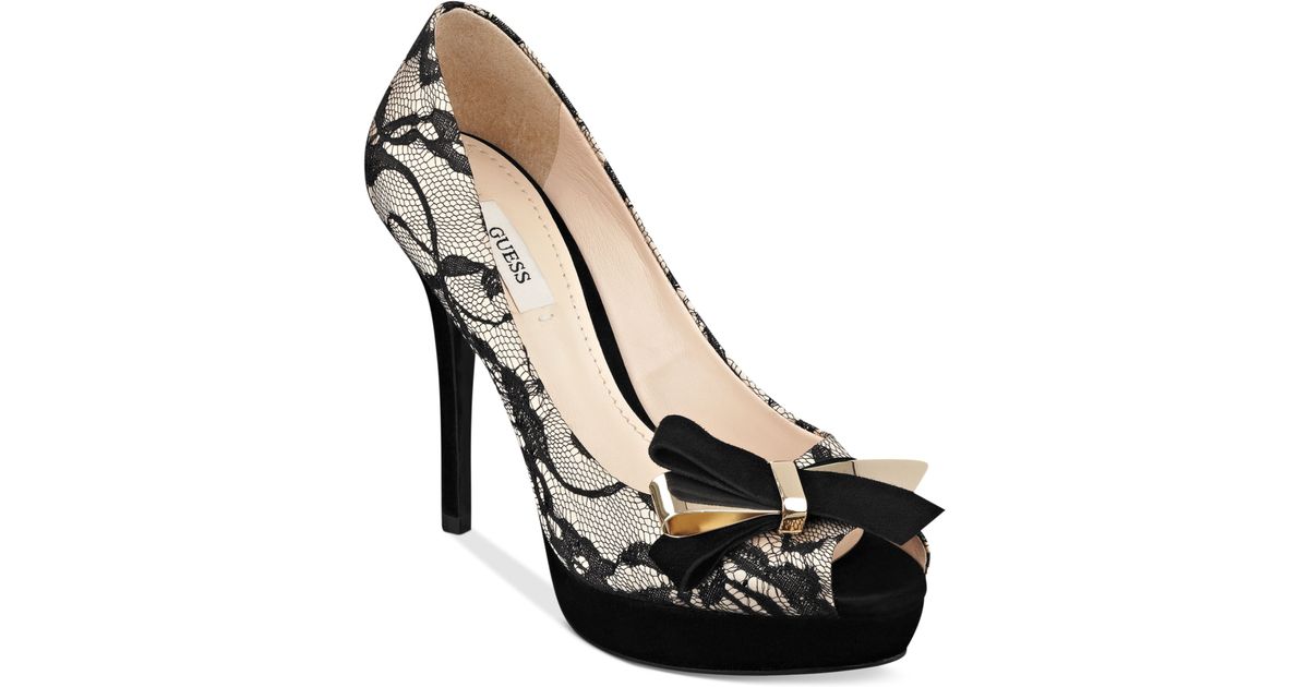 Guess Shoes Tulle Platform Pumps in Black Lace (Natural) | Lyst
