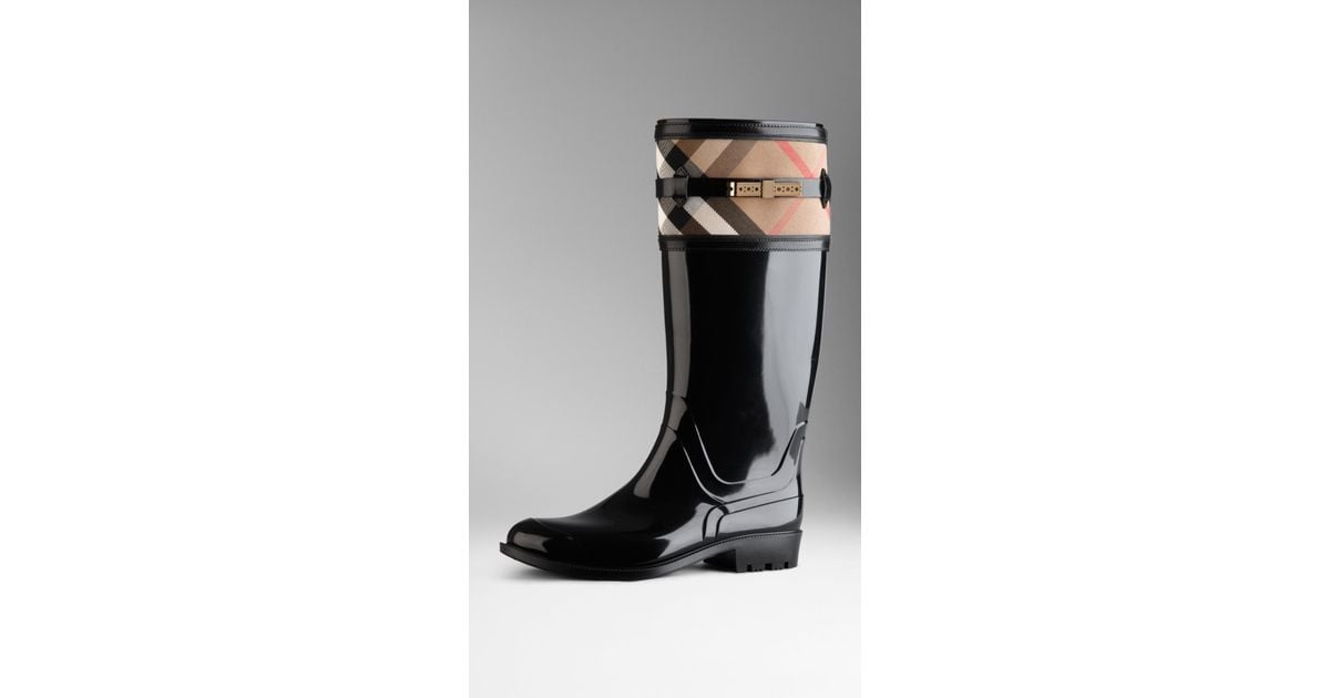 burberry house check rain boots