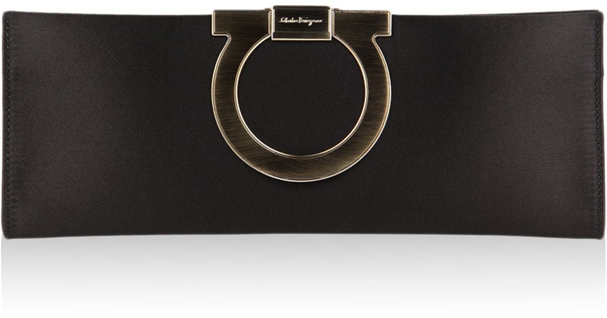 Ferragamo Clutch in Satin in Black Lyst