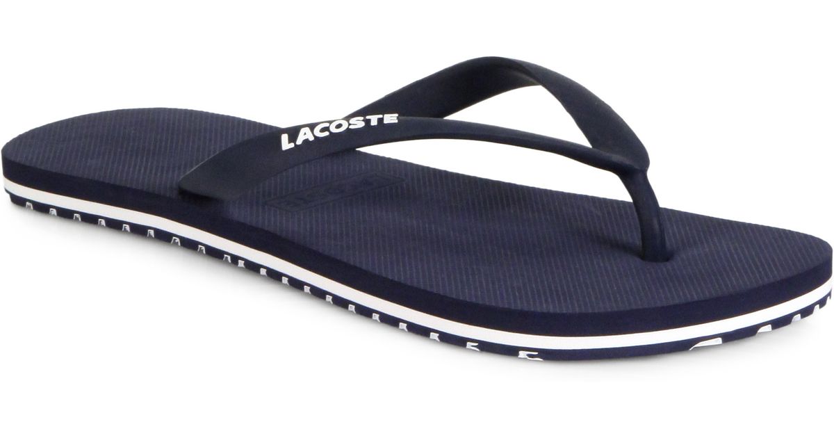 Lacoste Nosara Flip Flops in Blue-White 