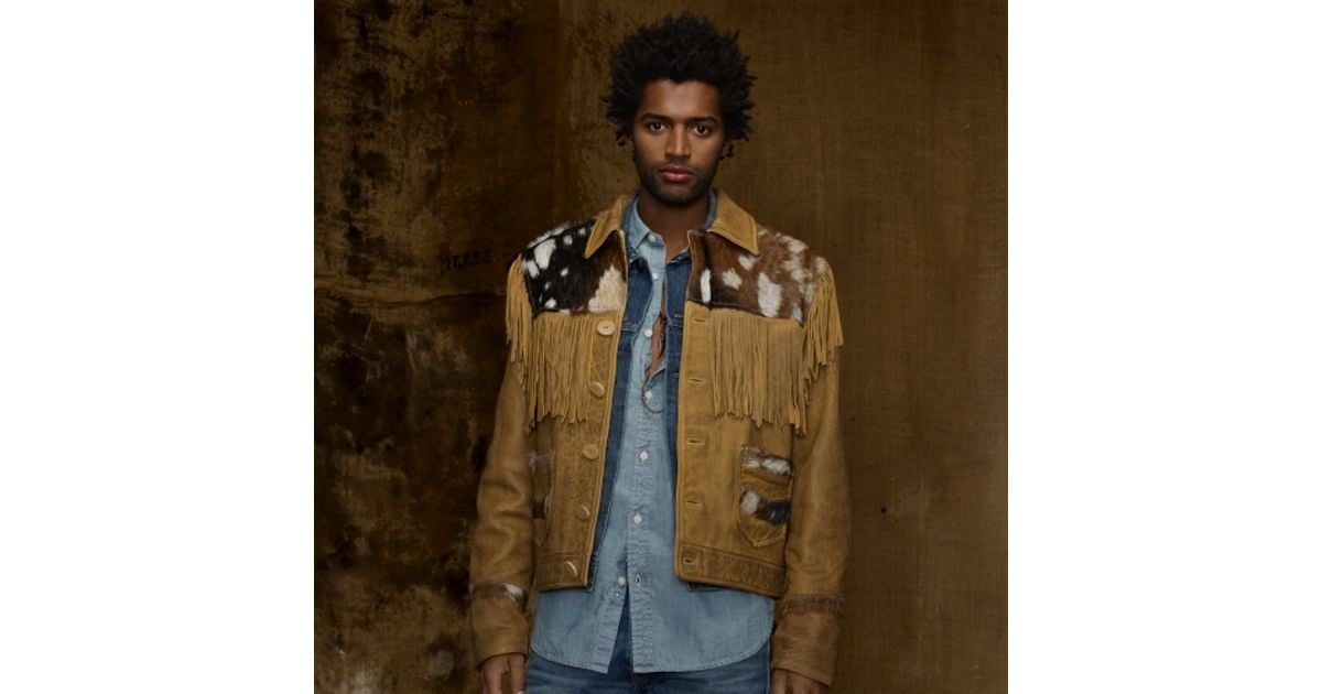 jean jacket with leather fringe