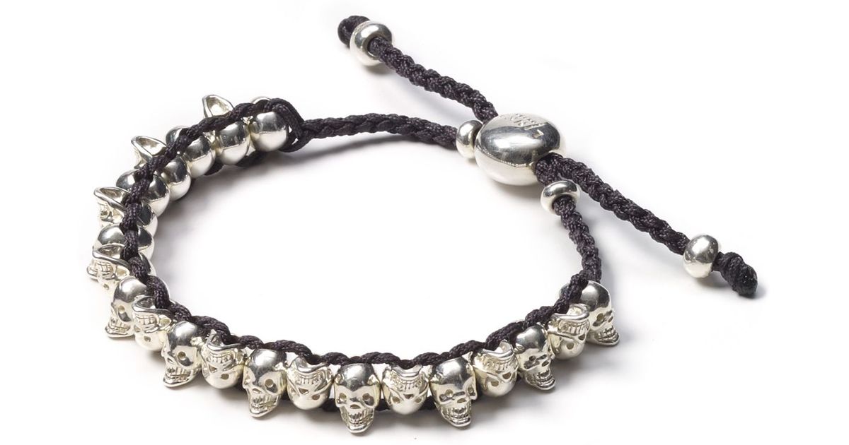 Links Of London Mini Skull Gray Friendship Bracelet Lyst
