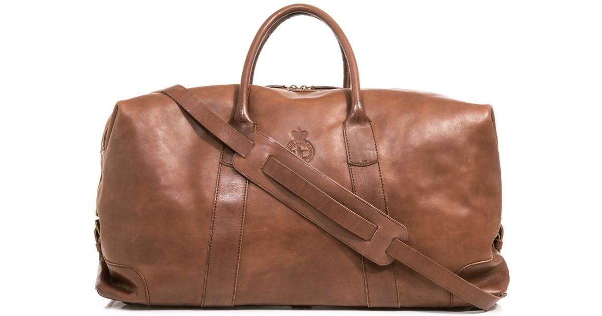 Polo Ralph Lauren Leather Weekender Bag in Brown for Men | Lyst