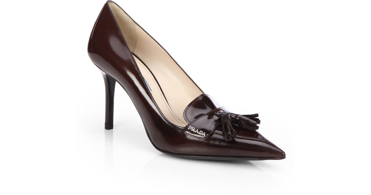 dark brown leather pumps