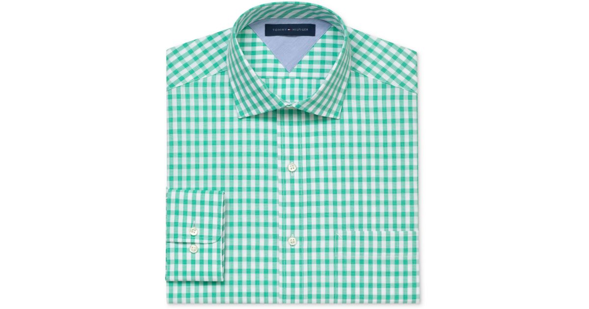 tommy hilfiger green plaid shirt