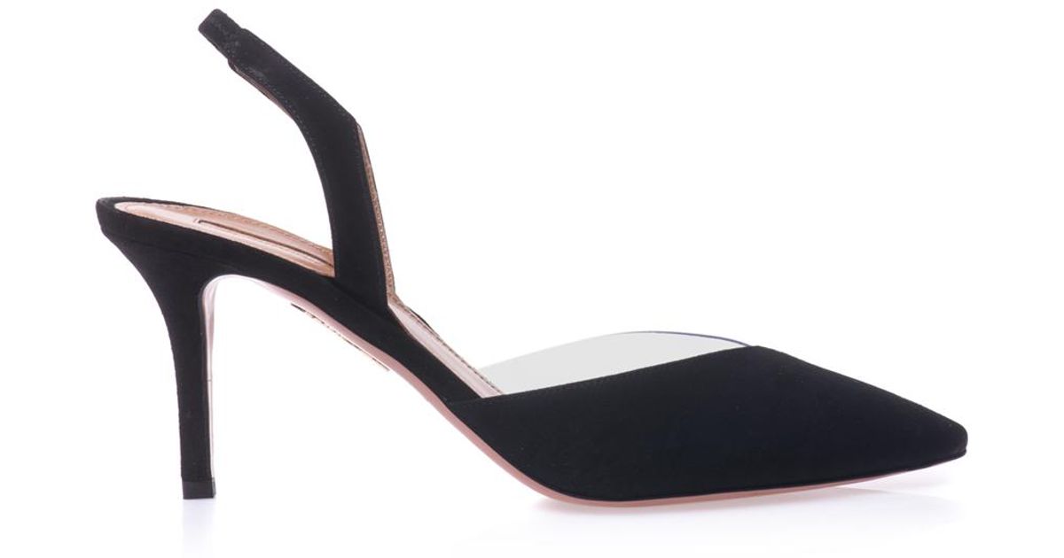 black suede slingback pumps