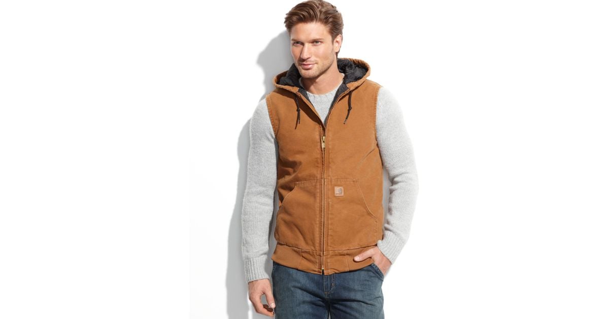 Carhartt Sandsone Hooded Active Vest in Brown for Men | Lyst