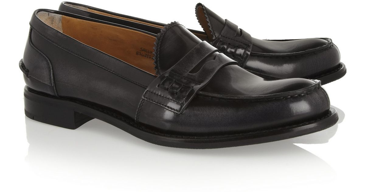 Church's Sally Polished-Leather Penny Loafers in Black (Gray) - Lyst