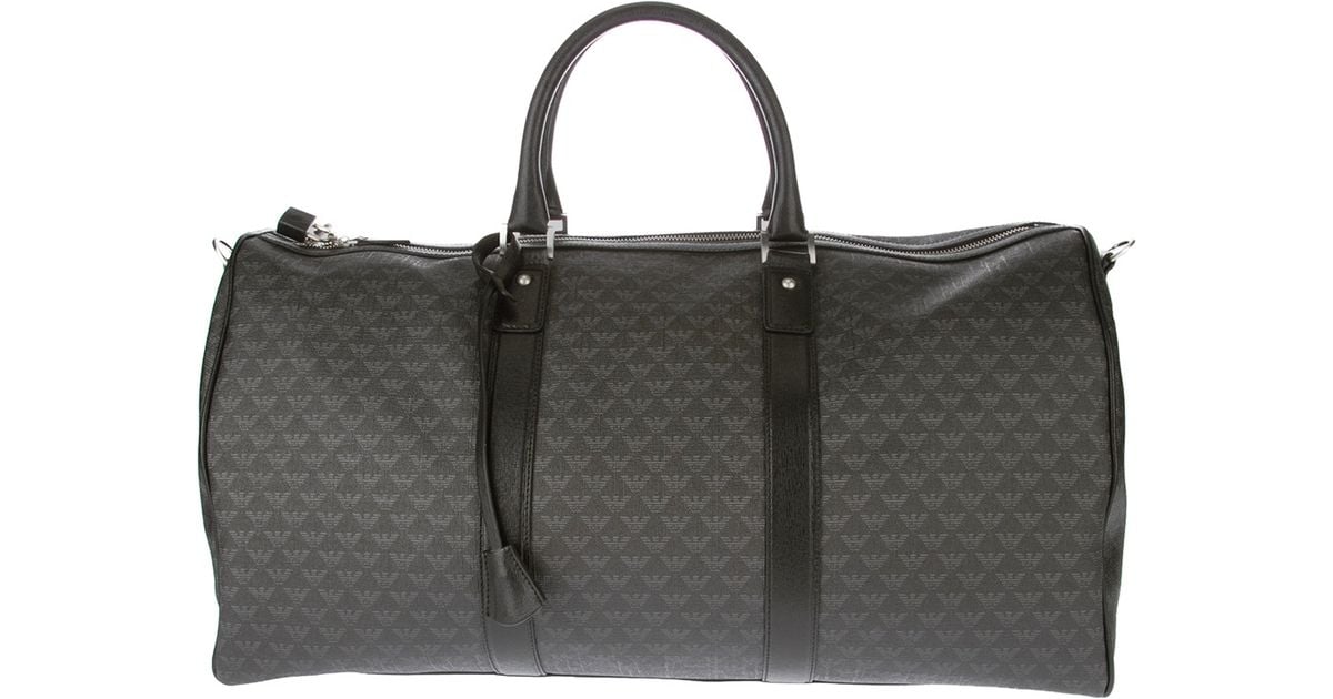 Emporio Armani Monogrammed Duffle Bag in Black for Men | Lyst