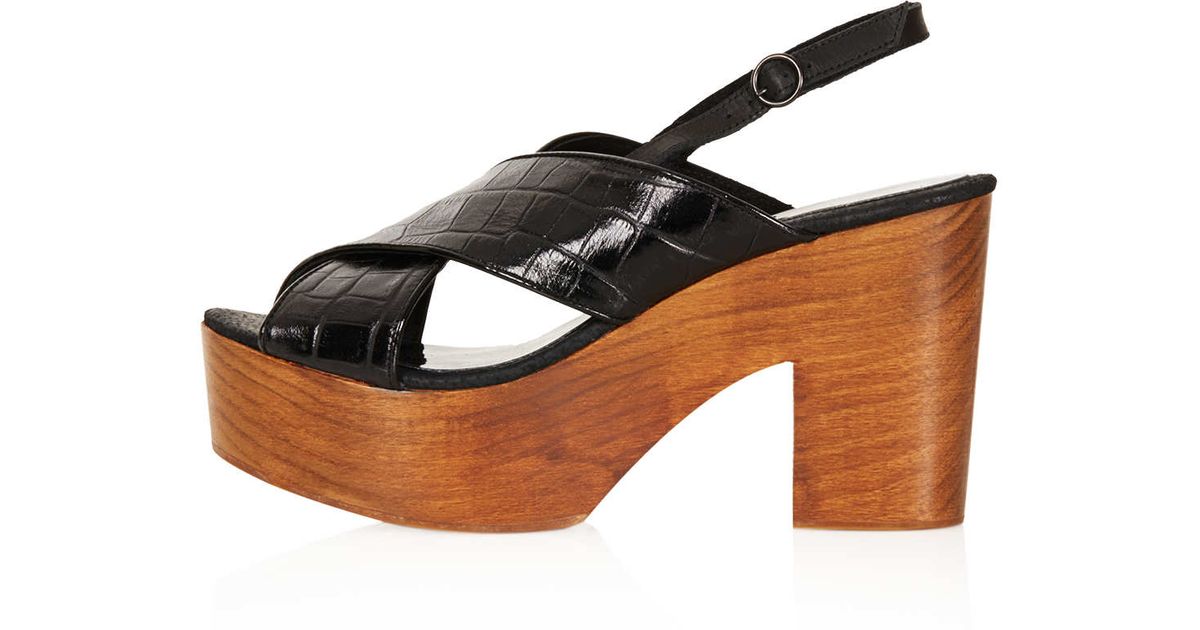 black mid heel sling back shoes