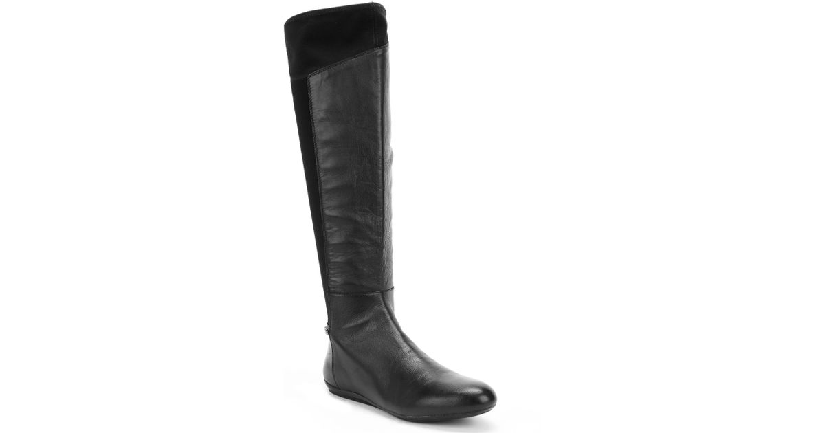 flat tall black boots