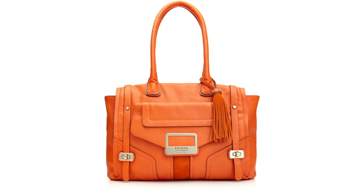 guess orange handbag