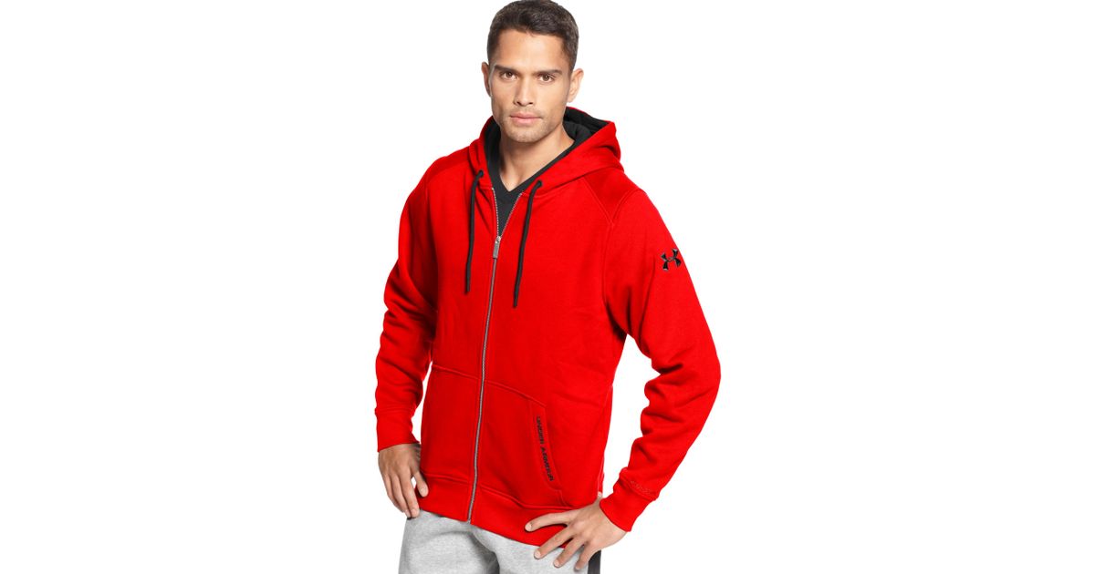 under armour red zip up hoodie