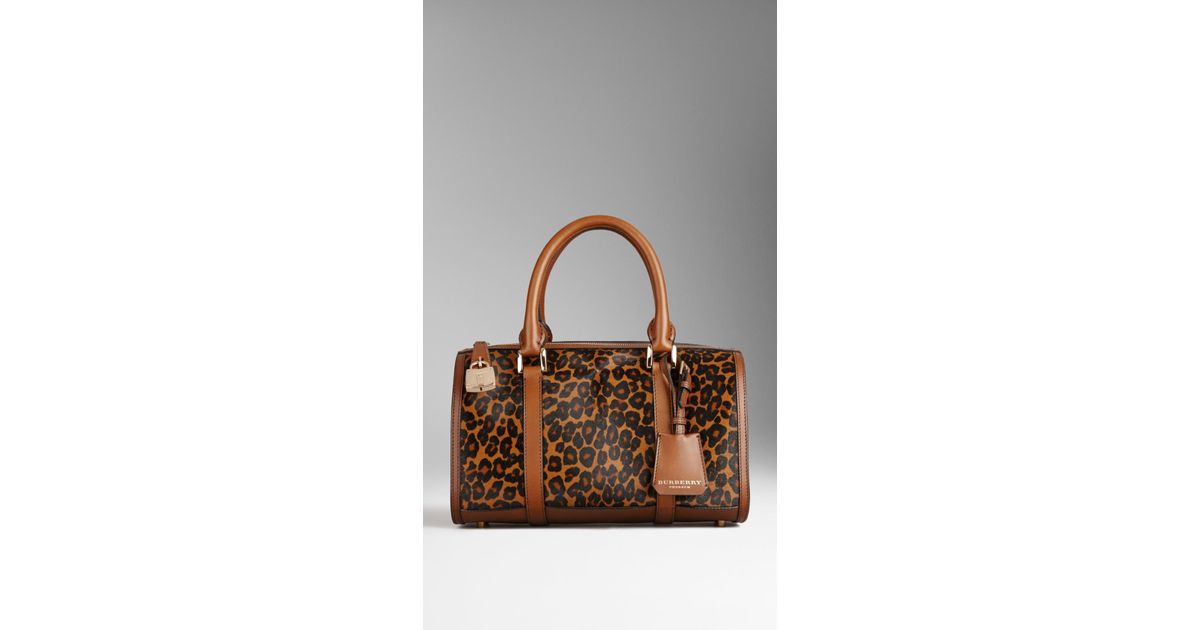 Burberry Animal Print and House Check Bowling Bag in Dark Camel/Black (Brown) Lyst