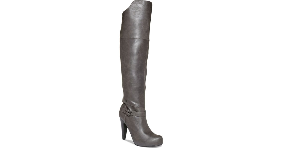 Lyst - G By Guess Trinna Over the knee Platform Dress Boots in Gray