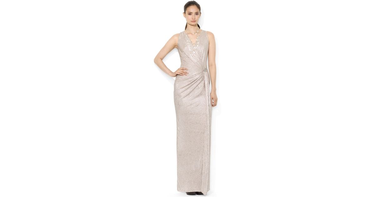 ralph lauren metallic gown